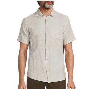 Saks Fifth Avenue Size XXL Linen Blend Button Up Acorn Beige Lightweight Capsule